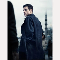 The Amateur 2025 Rami Malek Black Coat Jacket unisex front product view | Dash Racegear — Rami Malek’s Black Coat in The Amateur 2025 – Hollywood Style