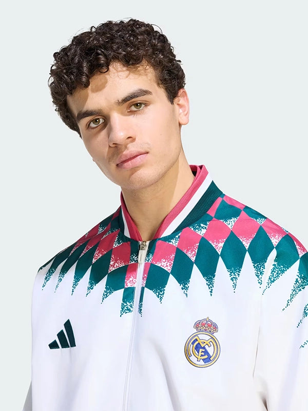 Real Madrid Stadium Track Jacket Jacket unisex detail view 4 | Dash Racegear — White Real Madrid 2026 Adidas Stadium Track Jacket designed for men and women with sporty appeal.
