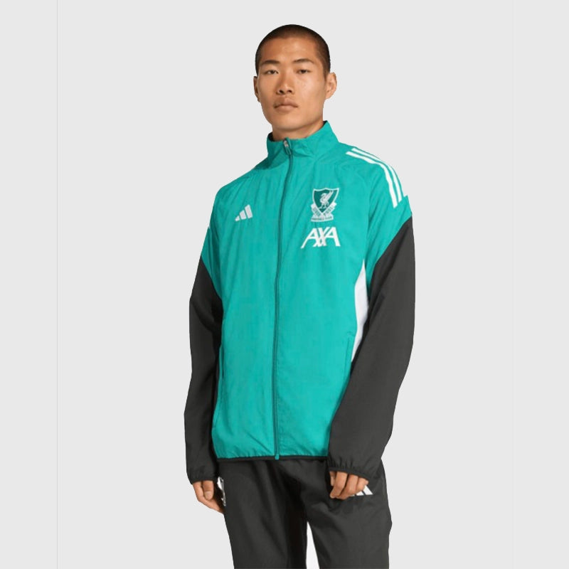 LFC Adidas 25/26 European Pre Match Jacket Jacket unisex front product view | Dash Racegear — LFC 25/26 Adidas European Pre-Match Jacket