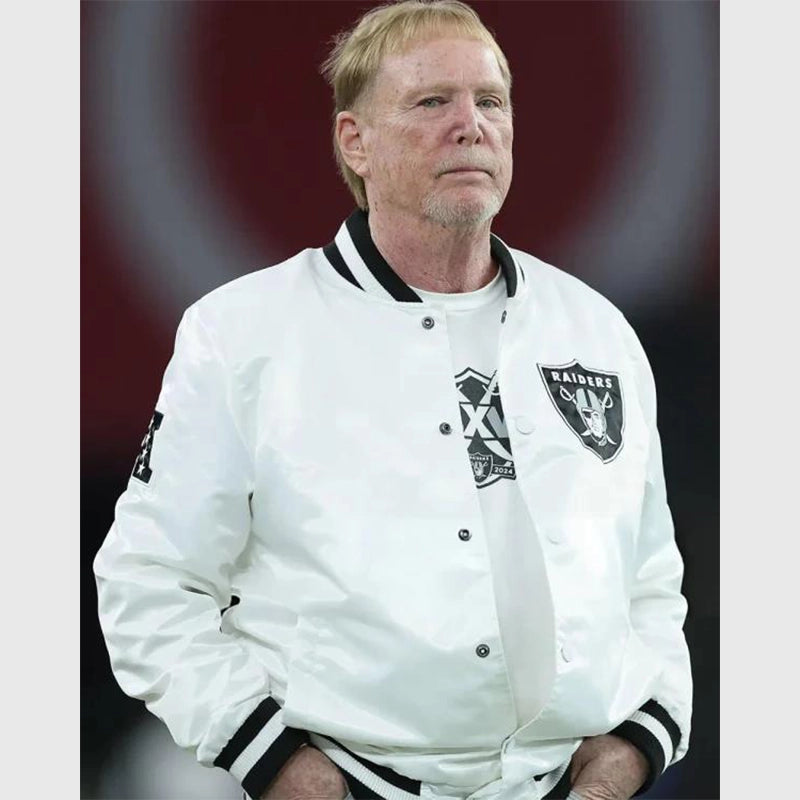 Mark Davis Preseason 2025 Raiders Bomber Jacket Bomber Jacket unisex front product view | Dash Racegear — Mark Davis Raiders Jacket Preseason 2025 Apparel