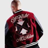 AC Milan x Off-White 2025 Varsity Jacket Varsity Jacket unisex detail view 7 | Dash Racegear — 2025 AC Milan Varsity Jacket designed by Off-White in premium wool leather mix