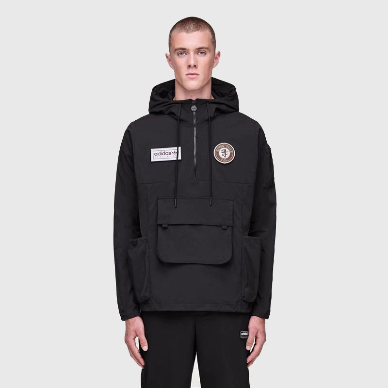 Aston Villa adidas SPZL F.C. Smock Jacket Jacket unisex front product view | Dash Racegear — Stylish Aston Villa SPZL smock jacket blending sport and fashion