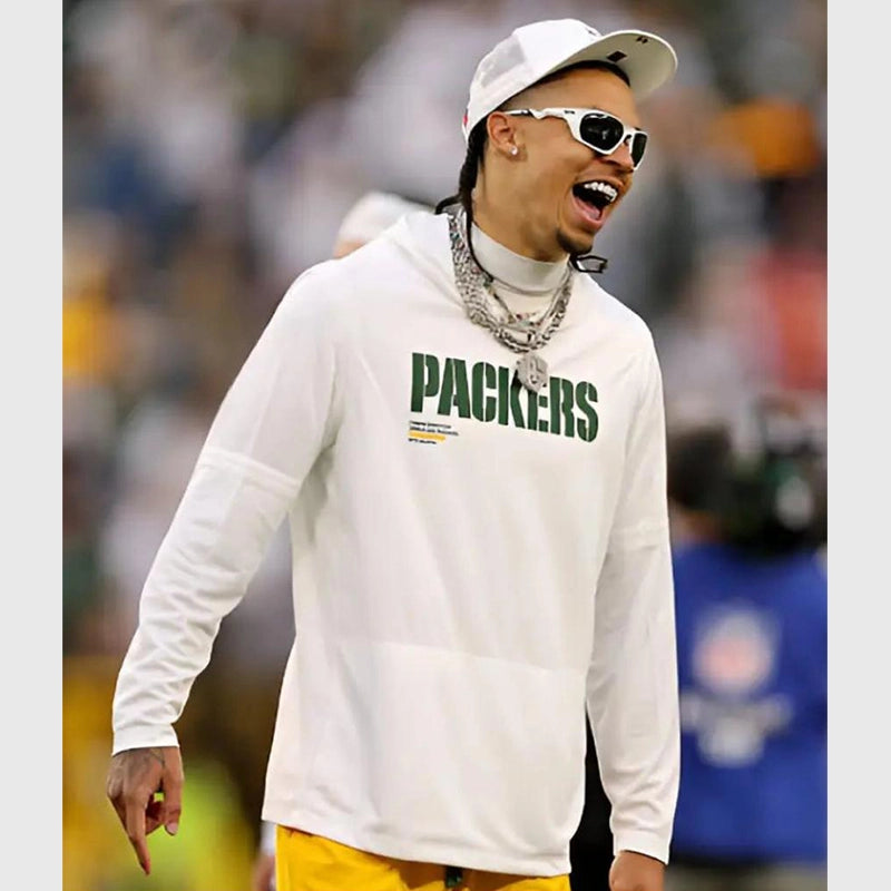Christian Watson Packers White Hoodie Hoodie unisex front product view | Dash Racegear — Christian Watson White Hoodie for Packers Fans