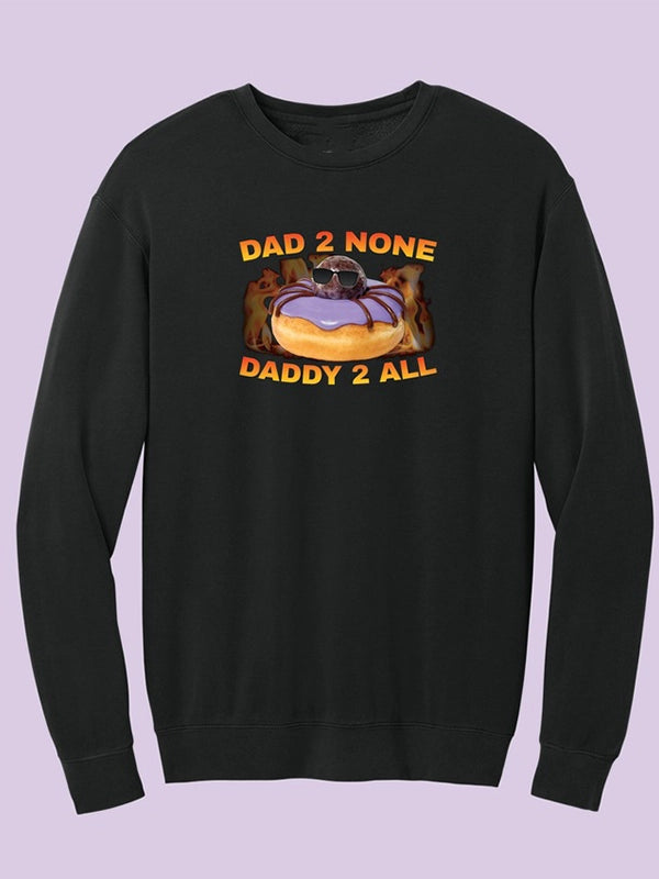 Dunkin Spidey Daddy Crewneck Sweatshirt Sweatshirt unisex front product view | Dash Racegear — Dunkin-inspired Spidey Daddy sweatshirt fashion piece