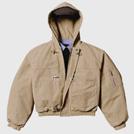 Shinzo Shige 15oz Canvas Clasp Beige Bomber Jacket Bomber Jacket unisex detail view 3 | Dash Racegear — Premium beige bomber jacket by Shinzo Shige in durable 15oz canvas