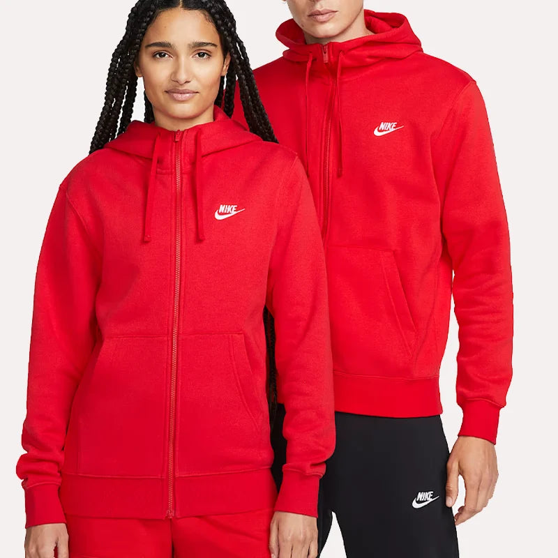 Sportswear Club Red Nike Hoodie Hoodie unisex front product view | Dash Racegear — Nike Red Hoodie – Sportswear Club Essentials Fit