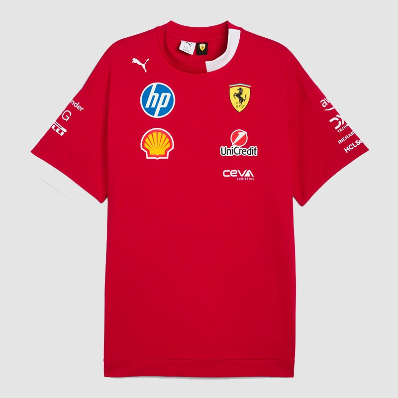 Scuderia Ferrari Men’s Drivers Tee Fashion Apparel unisex detail view 3 | Dash Racegear — Front View of Scuderia Ferrari Drivers Tee – Short Sleeves, Red Color