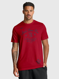 Nike 2026 MLB All-Star Game Script Lockup T-Shirt Shirt unisex front product view | Dash Racegear — MLB All Star 2026 Game Nike Legend Lockup Script Red Dri Fit T Shirt celebrating baseball excitement with bold graphics