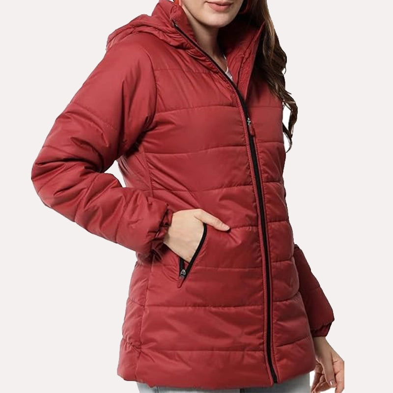 Womens Red Puffer Jacket Puffer Jacket women detail view 2 | Dash Racegear — Red Puffer Jacket