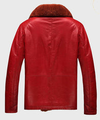 Mens Shearling Red Leather Jacket Leather Jacket men detail view 3 | Dash Racegear — Red Leather Mens Shearling Jacket