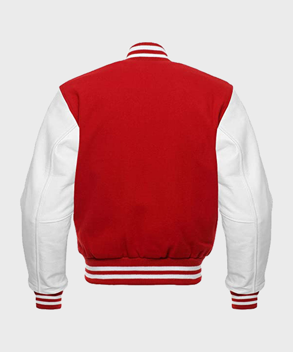 Red and White Baseball Jacket Jacket unisex detail view 2 | Dash Racegear — Casual Red and White Bomber Jacket