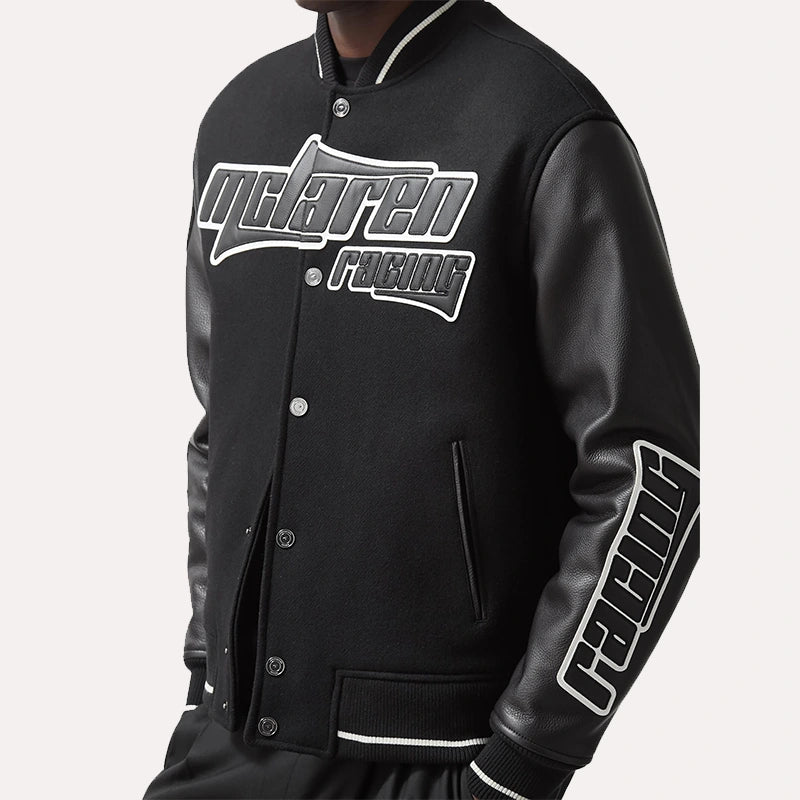 Reiss x McLaren F1 Team Circuit Bomber Jacket Bomber Jacket unisex detail view 3 | Dash Racegear — Reiss McLaren Jacket – Black F1 Circuit Bomber Style