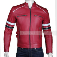 Red Retro Cafe Racer Jacket Jacket unisex front product view | Dash Racegear — Mens Red Retro Cafe Racer Jacket