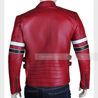 Red Retro Cafe Racer Jacket Jacket unisex detail view 5 | Dash Racegear — Mens Red Retro Cafe Racer Jacket