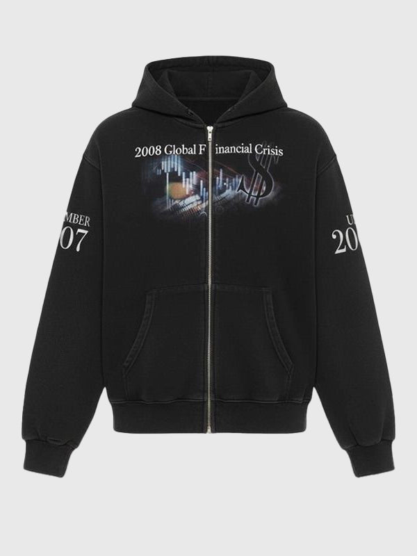 2008 Global Financial Crisis Hoodie Hoodie unisex front product view | Dash Racegear — Artistic Financial Crisis 2008 hoodie statement fashion