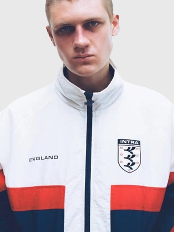 Romeo Beckham Intra England Jacket Jacket unisex detail view 2 | Dash Racegear — White Romeo Beckham England Nations 2026 full zip jacket with sleek modern sporty streetwear design