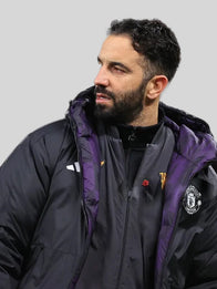 Ruben Amorim Premier League 2025 Manchester United Jacket Jacket unisex detail view 3 | Dash Racegear — Manchester United 2025 Premier League black puffer jacket designed for fans, combining sleek style with cold-weather protection