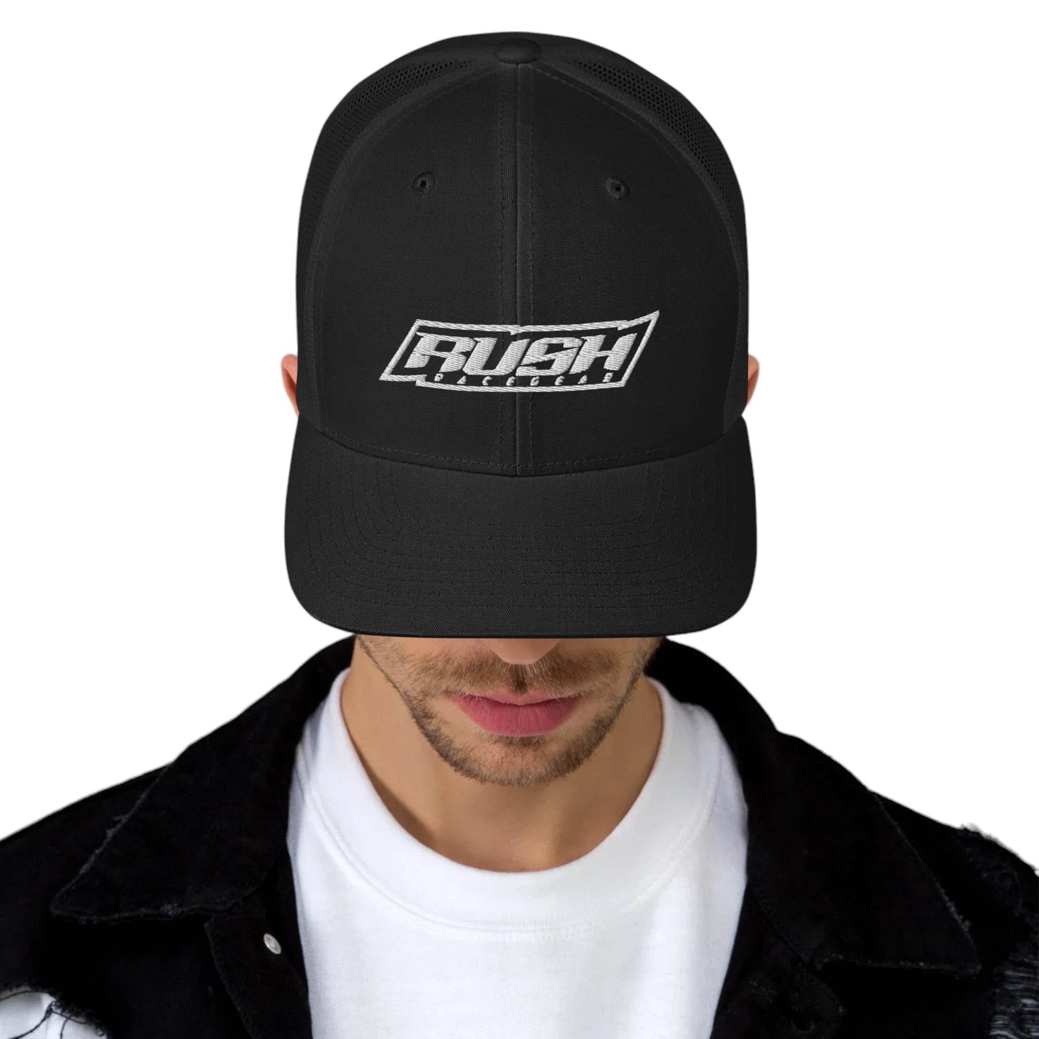Rush Simple White Logo Trucker - Dash Racegear Store