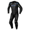 S - 1 CE MENS LEATHER SUIT - BLACK/GREY/NEONBLUE - UK 52 / EUR 62 / INTL 4XL