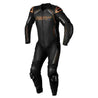 S - 1 CE MENS LEATHER SUIT - BLACK/GREY/NEONORANGE - UK 52 / EUR 62 / INTL 4XL