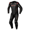 S - 1 CE MENS LEATHER SUIT - BLACK/GREY/RED - UK 52 / EUR 62 / INTL 4XL