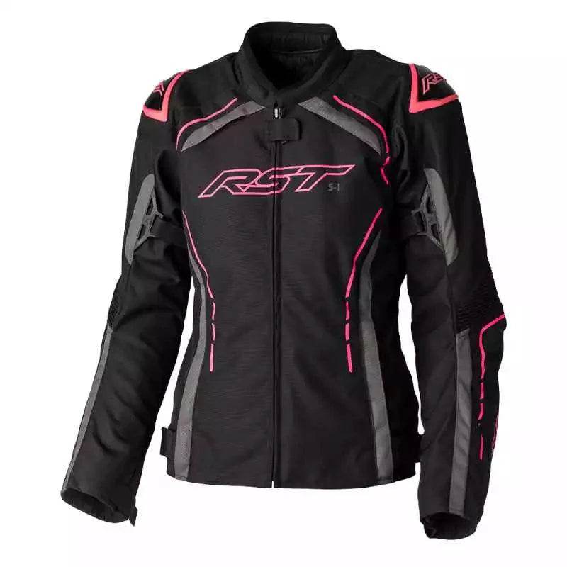 S - 1 MESH CE LADIES TEXTILE JACKET - BLACK/NEONPINK - UK 20 / INTL 3XL