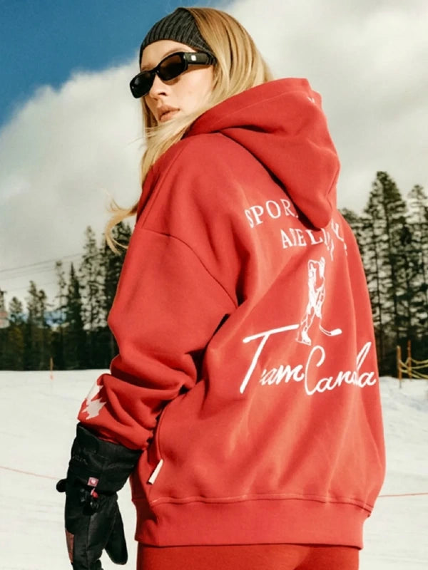 SCA x Hockey Canada Classic Terry Hoodie Hoodie unisex detail view 3 | Dash Racegear — SCA x Hockey Canada Red Hoodie 2026, classic terry pullover design with comfortable fit for fan pride or casual wear.