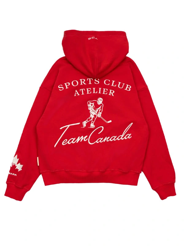 SCA x Hockey Canada Classic Terry Hoodie Hoodie unisex detail view 2 | Dash Racegear — Red 2026 SCA x Hockey Canada Pullover Hoodie, soft terry fleece with classic style ideal for fans and athletes.