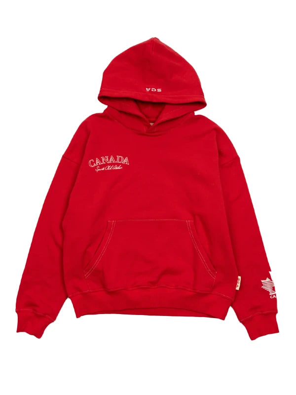 SCA x Hockey Canada Classic Terry Hoodie Hoodie unisex front product view | Dash Racegear — 2026 SCA x Hockey Canada Red Classic Terry Hoodie, pullover fit with cozy fleece perfect for everyday hockey fans.