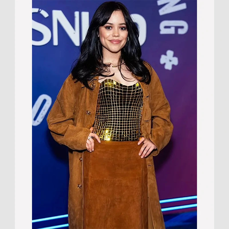 Jenna Ortega SNL 50 Homecoming Coat Coat unisex detail view 2 | Dash Racegear — Jenna Ortega Wears SNL 50 Homecoming Coat – Classic Elegance and Bold Style