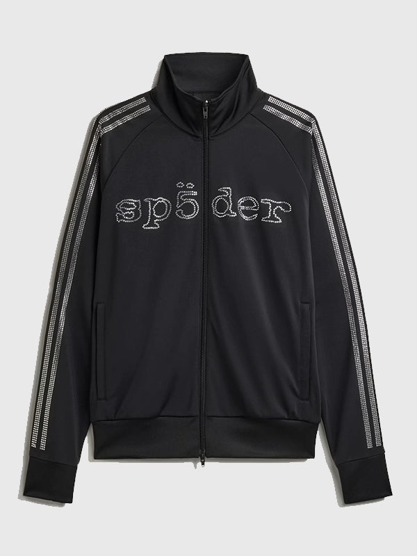 Adidas x Sp5der Rhinestone Tracksuit Tracksuit unisex detail view 5 | Dash Racegear — Adidas x Sp5der 2026 Rhinestone Unisex Full Zip Tracksuit in Black featuring bold sparkle details and a sleek athletic style.