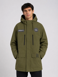 Adidas SPZL Sunnyhurst Anorak Jacket Jacket unisex detail view 5 | Dash Racegear — Adidas SPZL Sunnyhurst outer shell in olive with utility pouch storage and adjustable waist cinch