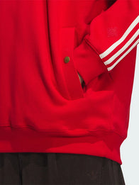 Adidas Chinese New Year SS26 Red Hoodie Hoodie unisex detail view 4 | Dash Racegear — Recreated Adidas Lunar New Year SS26 black pullover fleece hoodie featuring red contrast details and a relaxed profile