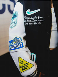 Sabrina Ionescu Nike Any Time Any Where Varsity Jacket Varsity Jacket unisex detail view 4 | Dash Racegear — New York Liberty Sabrina Ionescu Nike Any Time Any Where varsity jacket crafted for premium comfort and versatile casual fashion.