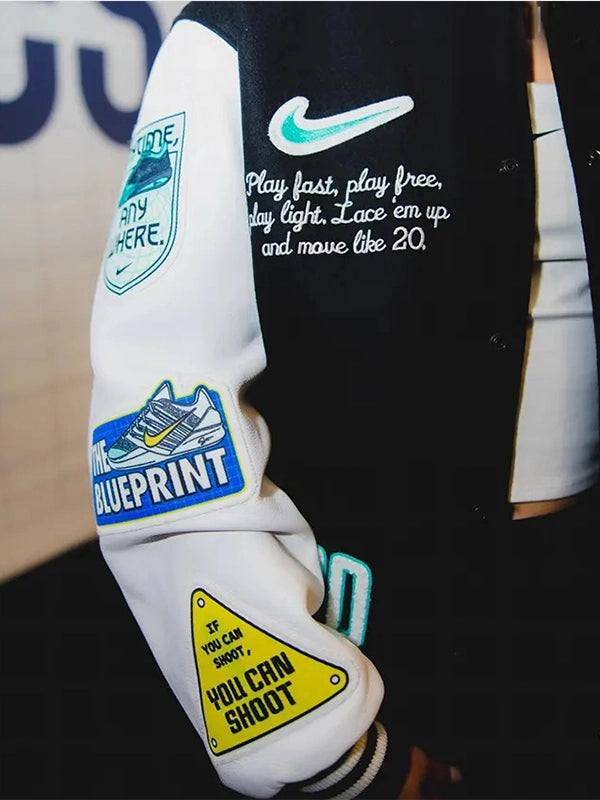 Sabrina Ionescu Nike Any Time Any Where Varsity Jacket Varsity Jacket unisex detail view 4 | Dash Racegear — New York Liberty Sabrina Ionescu Nike Any Time Any Where varsity jacket crafted for premium comfort and versatile casual fashion.