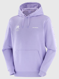 Milano Cortina 2026 Olympics Salomon Logo Graphic Purple Hoodie Hoodie unisex detail view 2 | Dash Racegear — Unisex Milano Cortina 2026 Salomon Hoodie in purple, featuring eye-catching graphics for fans enjoying casual winter outings.