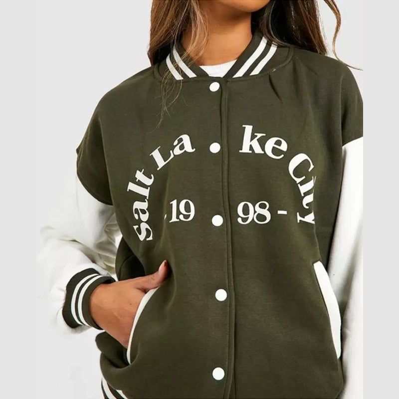 Salt Lake Colour Block Varsity Bomber Jacket Bomber Jacket unisex detail view 4 | Dash Racegear — Salt Lake Bomber Jacket – Colour Blocked Varsity Vibe