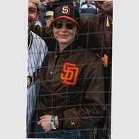Emma Stone Padres Jacket Jacket unisex detail view 2 | Dash Racegear — Sleek Padres game-day jacket inspired by Emma Stone’s effortless style.