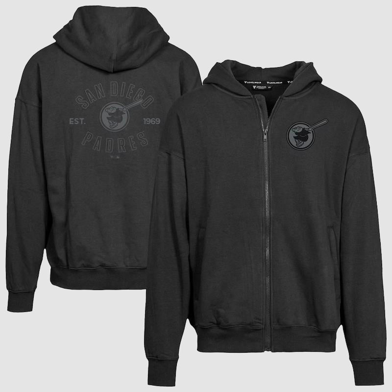 San Diego Padres Uphill Abyssal Hoodie Hoodie unisex front product view | Dash Racegear — Rep the San Diego Padres with this sharp, abyssal Uphill hoodie for fans.