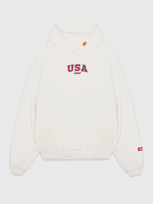Sana Detroit Free Bird V2 Hoodie Hoodie unisex detail view 2 | Dash Racegear — Unisex Sana Detroit 2026 Free Bird V2 off‑white hoodie with cozy fleece and eye‑catching bird motif.