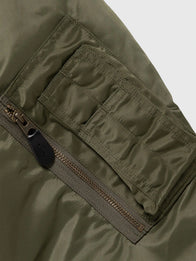 Pokemon x Human Made Satin Bomber Jacket Bomber Jacket unisex detail view 3 | Dash Racegear — Unisex olive green bomber jacket combining anime-inspired aesthetics with premium streetwear fashion energy.