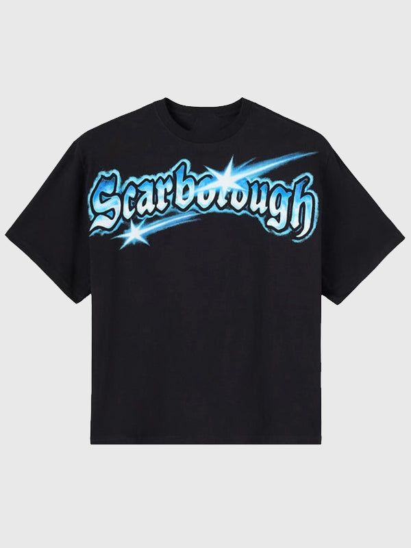 OVO Scarborough Shooting Stars T-Shirt Shirt unisex front product view | Dash Racegear — October’s Very Own Scarborough Shooting Stars 2026 Black Airbrush T Shirt with artistic graphics for basketball supporters