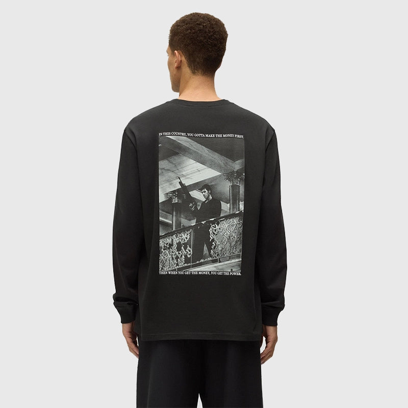 Kith for Scarface Tony Long Sleeve Tee Fashion Apparel unisex detail view 4 | Dash Racegear — 2025 black long sleeve t-shirt from Kith for Scarface, featuring chest pocket detail
