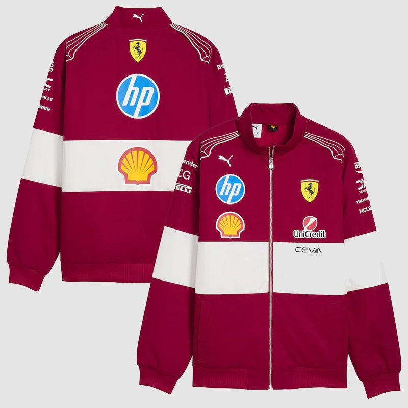 Scuderia Ferrari 2025 Team Racing Jacket Jacket unisex front product view | Dash Racegear — Scuderia Ferrari F1 Racing Jacket – 2025 Team Collection Piece