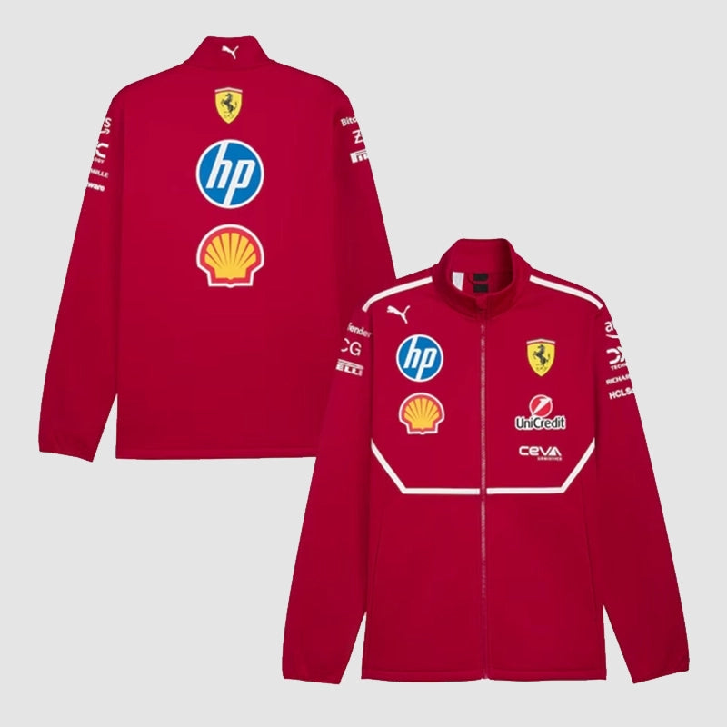 Scuderia Ferrari 2025 Team Softshell Jacket Jacket unisex front product view | Dash Racegear — Ferrari Team Softshell Jacket – 2025 Scuderia Formula 1 Gear