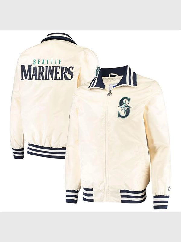 Seattle Mariners Starter The Captain II Full-Zip Jacket Jacket unisex front product view | Dash Racegear — Starter Seattle Mariners Full-Zip The Captain II Sports Jacket
