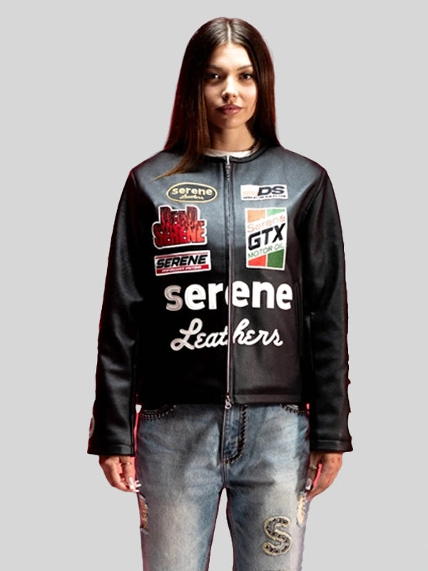 Serene GT Leather Jacket Leather Jacket unisex detail view 6 | Dash Racegear — Black Serene GT leather jacket with double zip design, ideal for casual and bold fashion.