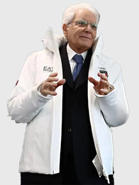 Sergio Mattarella 2026 Winter Olympics Team Italy Jacket Jacket unisex detail view 5 | Dash Racegear — Milano Cortina 2026 Team Italy white puffer jacket by EA7 Emporio Armani, designed for Olympic warmth and style.