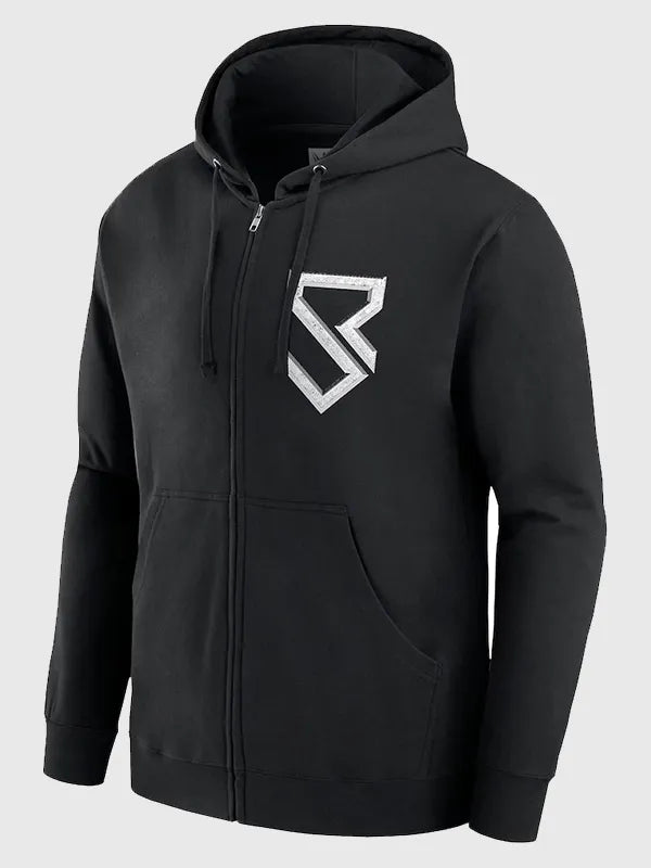 Seth Rollins Burn It Down Hoodie Hoodie unisex detail view 3 | Dash Racegear — Seth Rollins black Burn It Down zip hoodie, great for WWE fans and everyday comfort.
