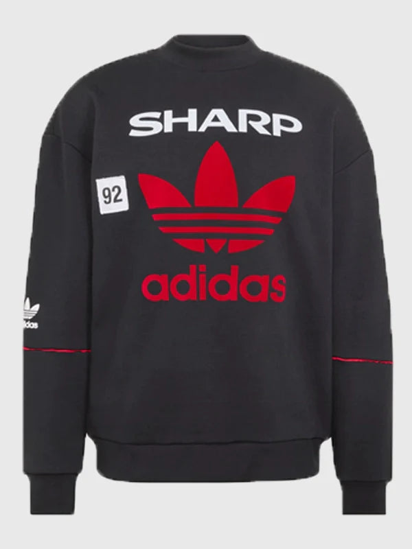 Adidas Manchester United 90 Sweatshirt Sweatshirt unisex detail view 3 | Dash Racegear — Adidas Man Utd 90s Legendary 91/92 black sweatshirt, soft fleece crewneck for retro football fan style.